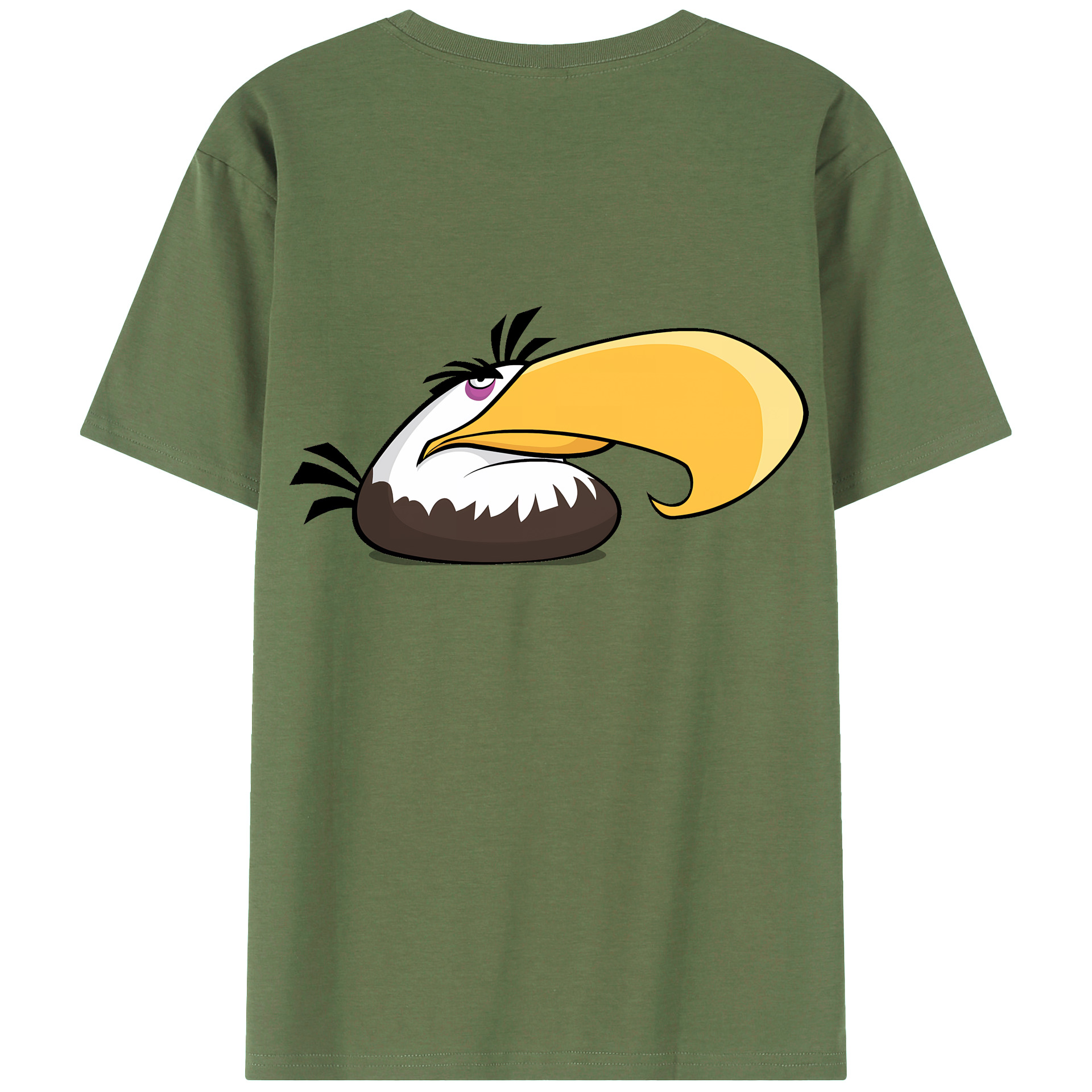 （画像用） Angry Birds アングリーバード 綿100％ メンズ半袖Tシャツ（バックプリント） 通気性
